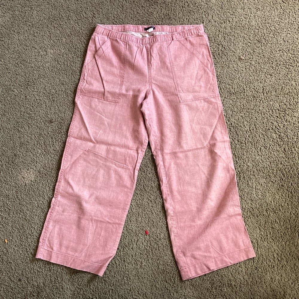 Heather red JCrew 3/4 linen summer pants